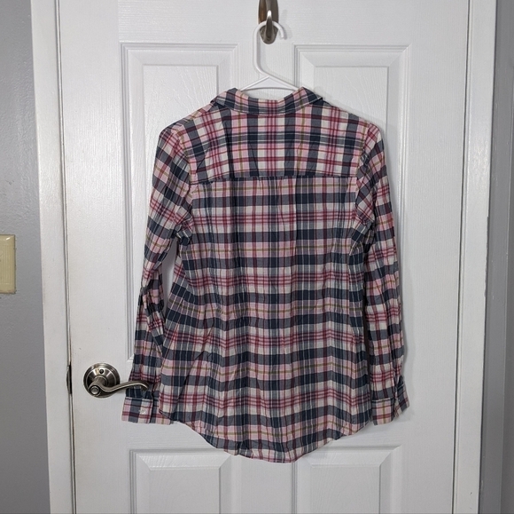 Madewell Plaid Coastal Cowgirl Grey and Red Button Down Utility Shirt Size‎ S - Picture 3 of 4